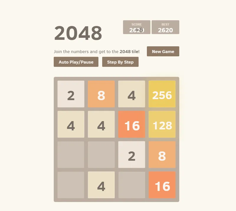 A2800HTML+JS开发的2048方块游戏网页源码(带AI功能)-柠檬源码网